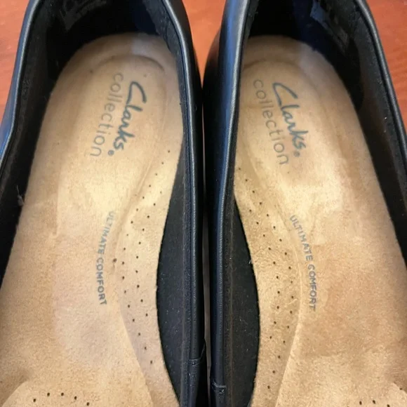 Clarks "Ultimate Comfort" low heeled ballet flats black leather Size 7.5 W - Picture 6 of 8